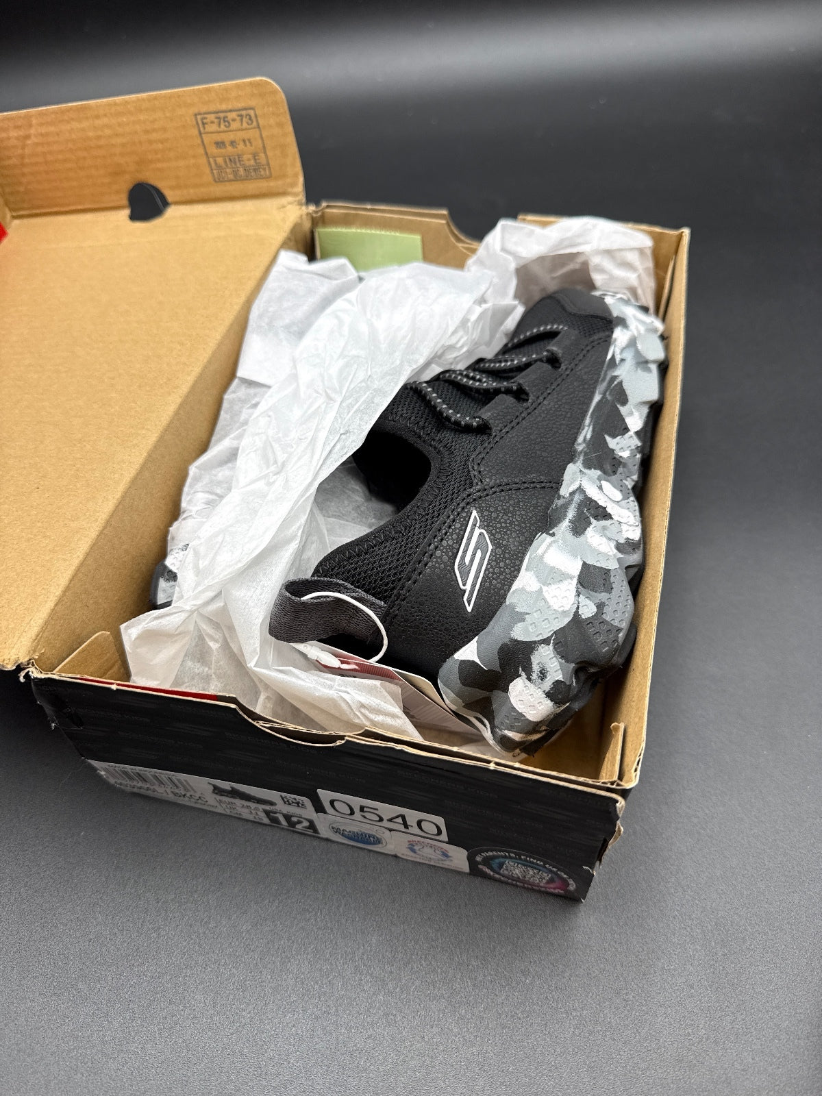 Skechers Elite Sport Tread Kids 12 Black Camo Sneakers New