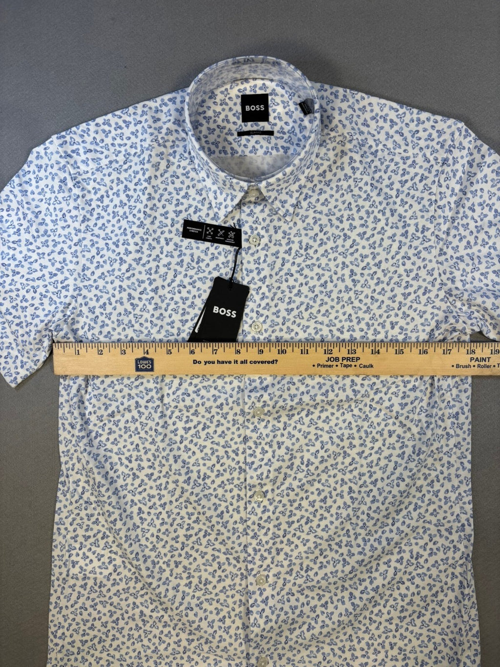 BOSS Slim Fit Short Sleeve Floral Print Button-Up Shirt - Size S