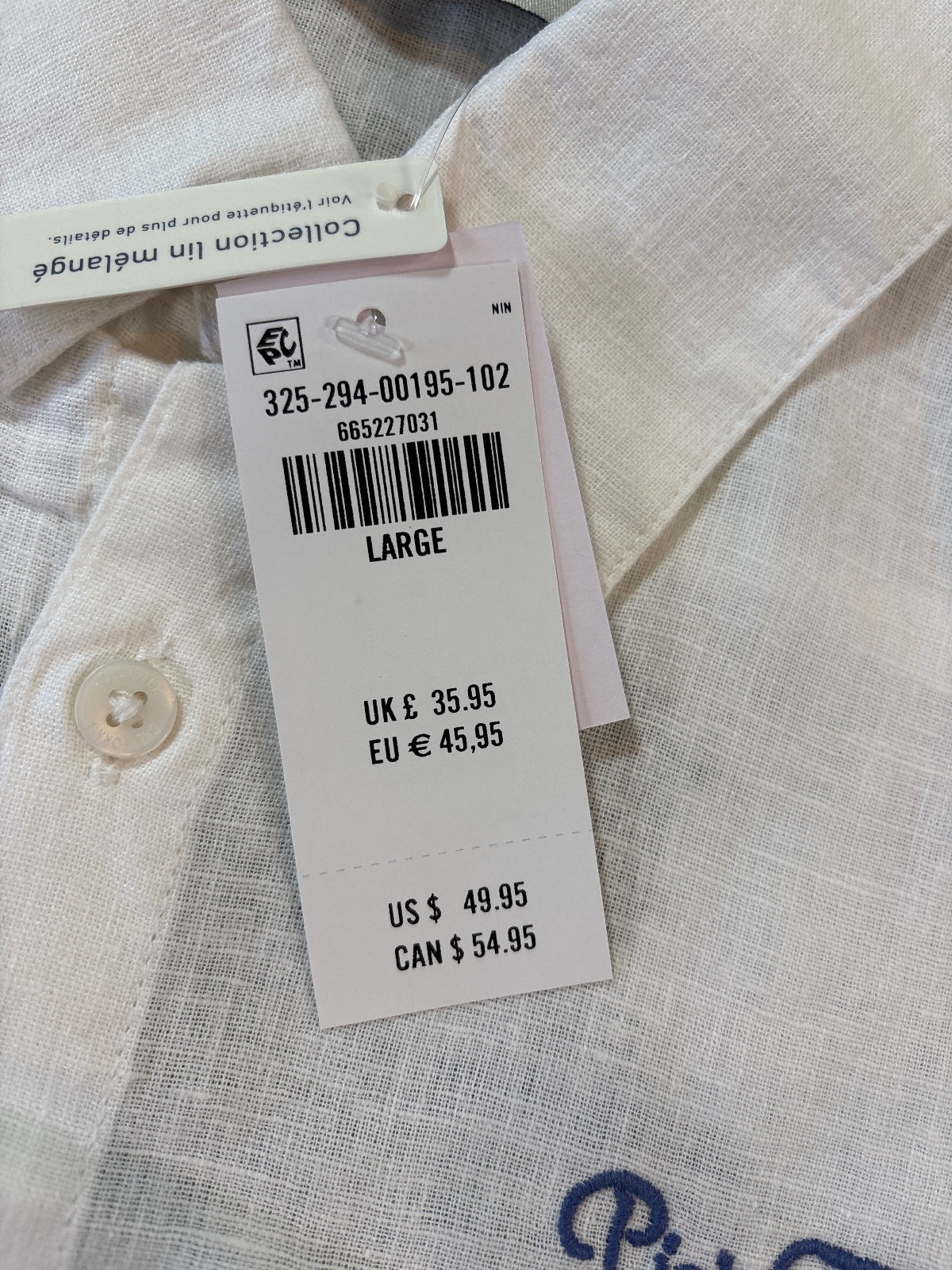 Hollister Men's White Boxy Fit Linen Shirt Large