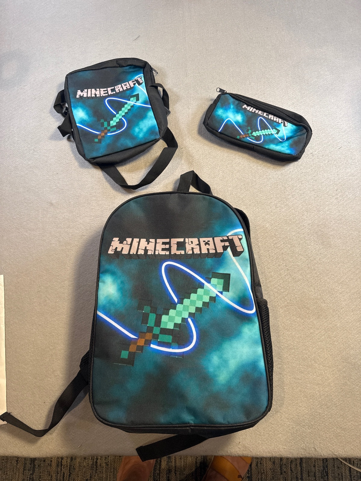 Minecraft Kids Backpack Set with Pencil Case and Lunch Bag