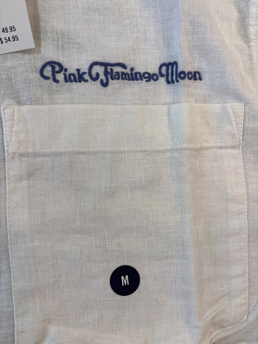 Hollister Men's White Linen Boxy Fit Button-Up Shirt Medium