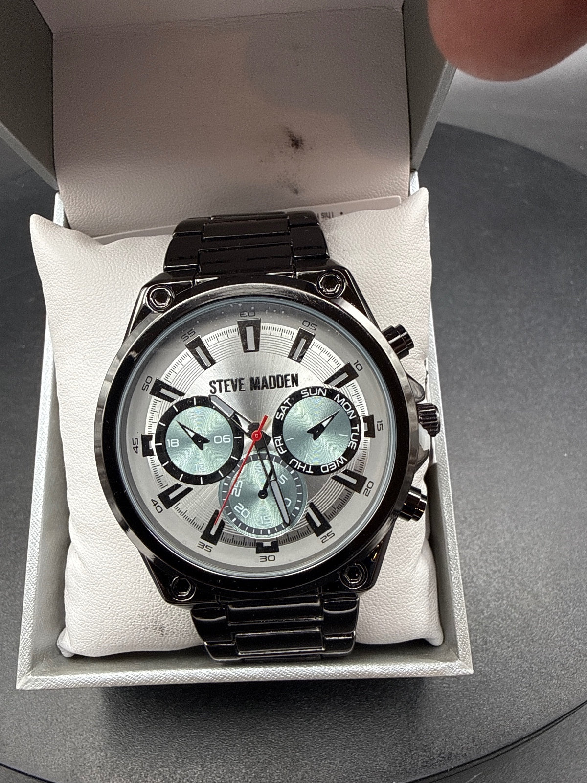 Steve Madden Men's Black Stainless Steel Chronograph Wristwatch