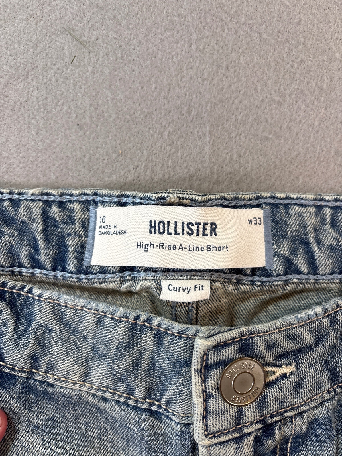 Hollister High-Rise A-Line Denim Shorts with Floral Embroder