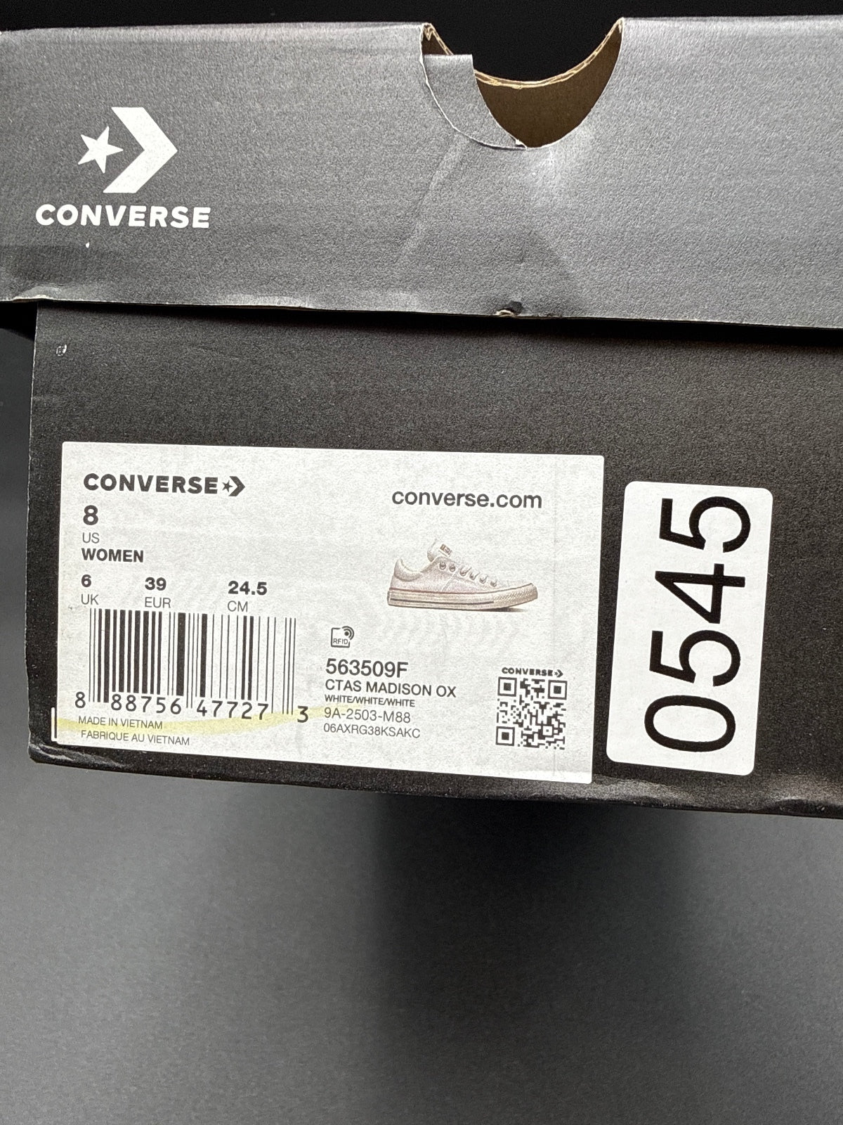 Converse Chuck Taylor All Star Low White Womens 8 New