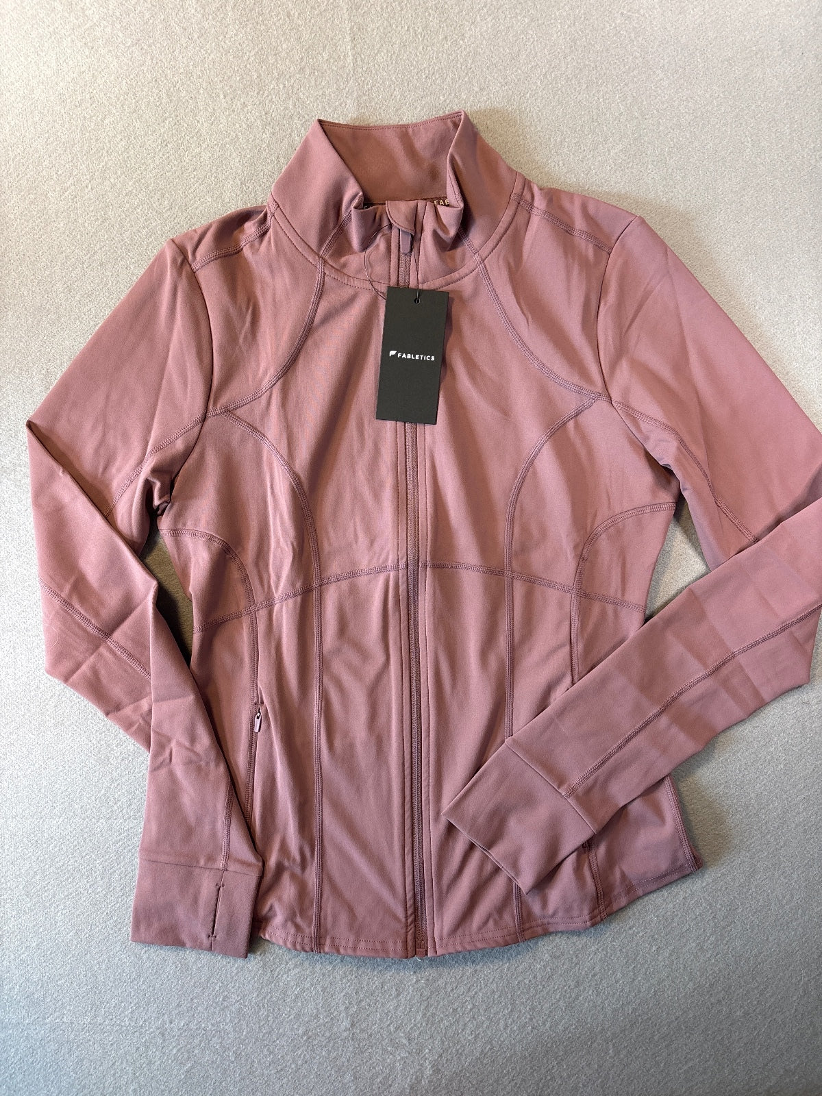 Fabletics Perfect Storm Train Jacket in Mushroom Mauve, Med