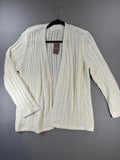 J.Jill Cream Large Open Front Knit Cardigan Sweater
