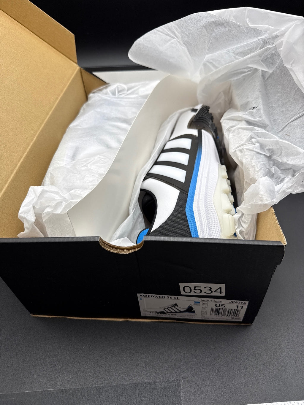 Adidas Adipower 26 SL Golf Shoes Size 11 White Black Blue