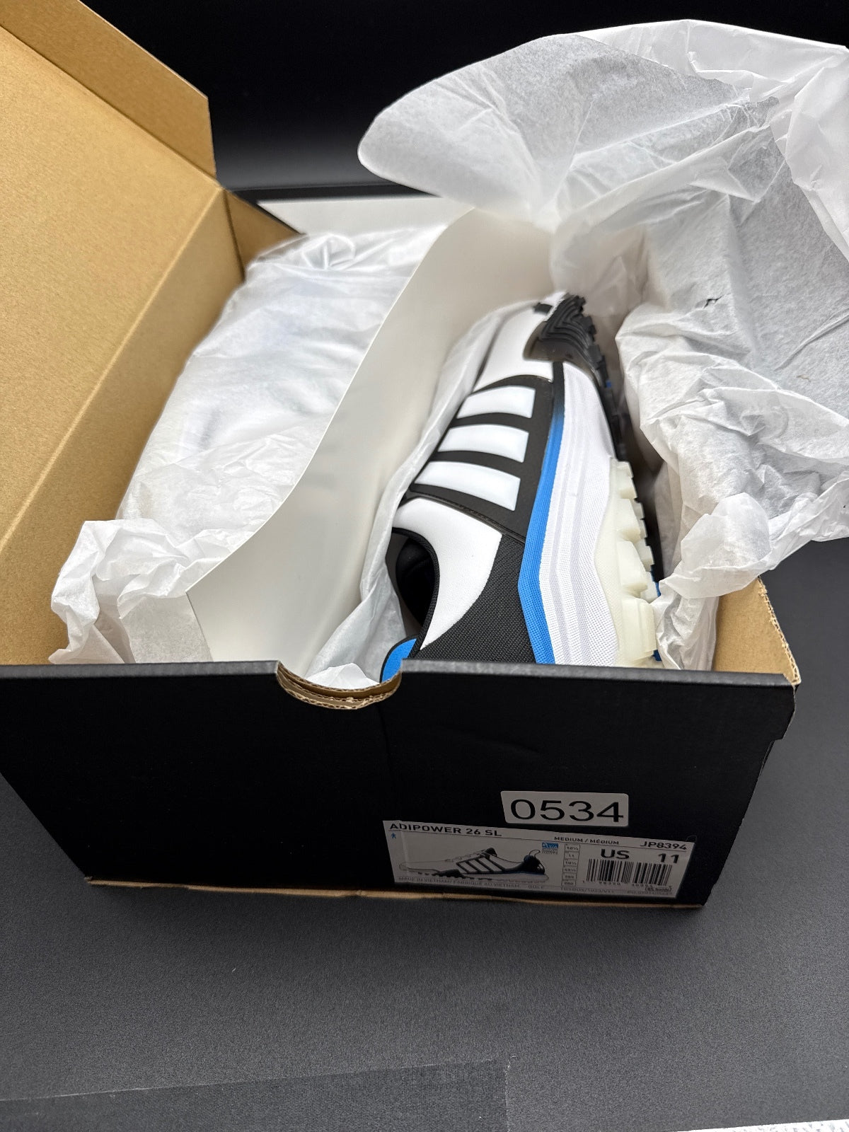 Adidas Adipower 26 SL Golf Shoes Size 11 White Black Blue