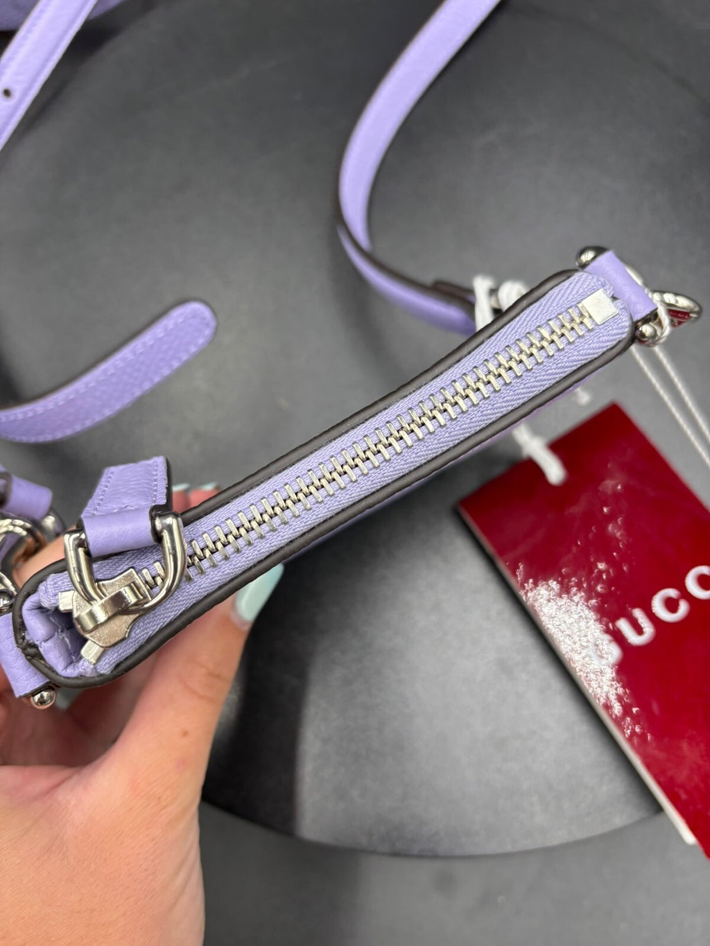 Gucci Lilac Leather Mini Crossbody Bag with Signature Strap