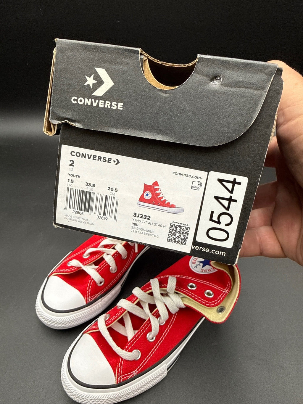 Converse Chuck Taylor All Star High Top Sneakers Red Size 2