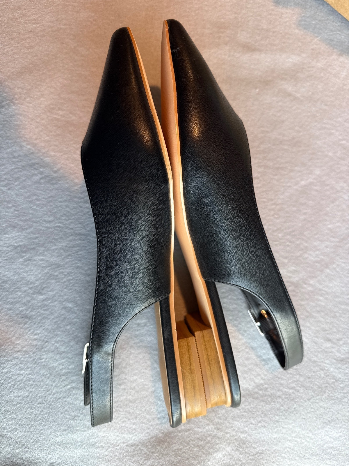 Ellos Black Pointed Toe Slingback Flats Size 8.5 M