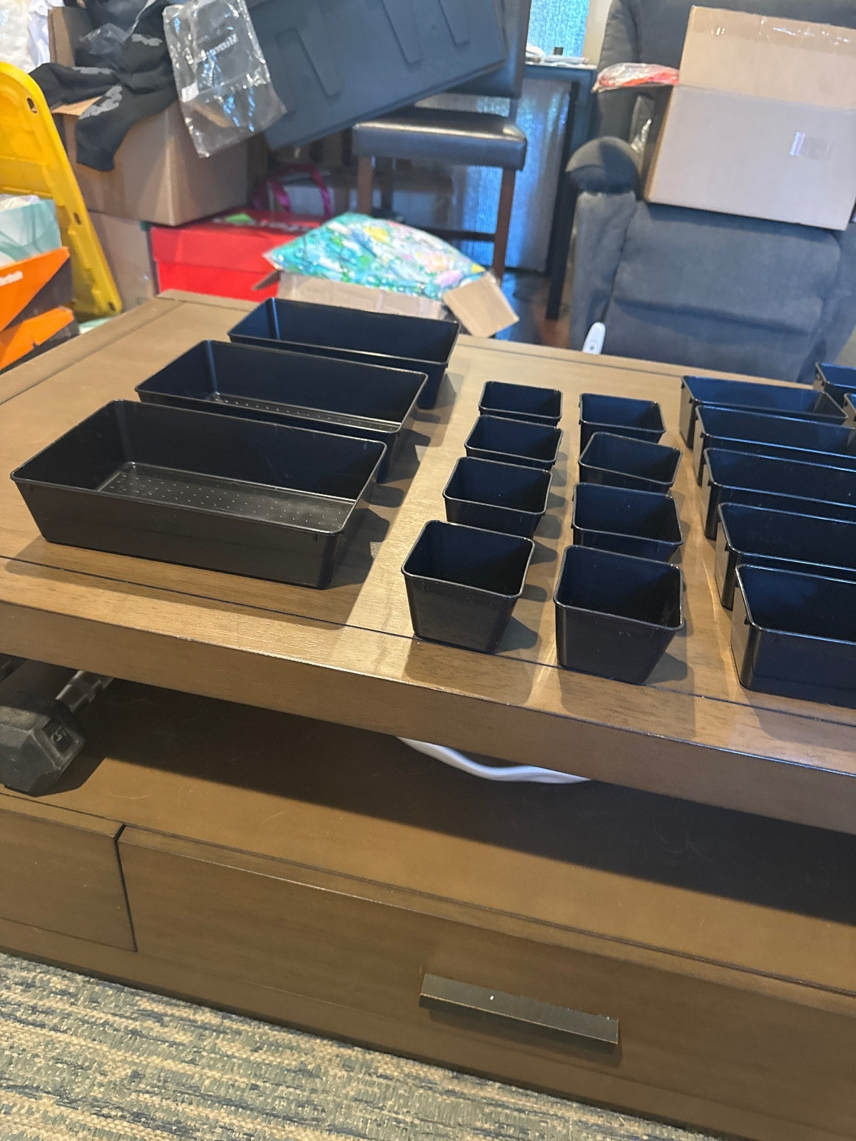 Set of 25 Black Plastic Storage Trays