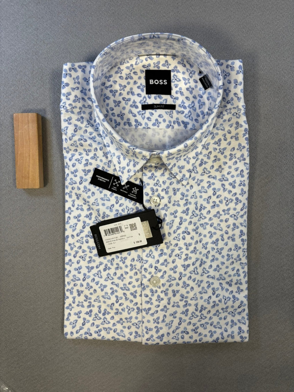 BOSS Slim Fit Short Sleeve Floral Print Button-Up Shirt - Size S