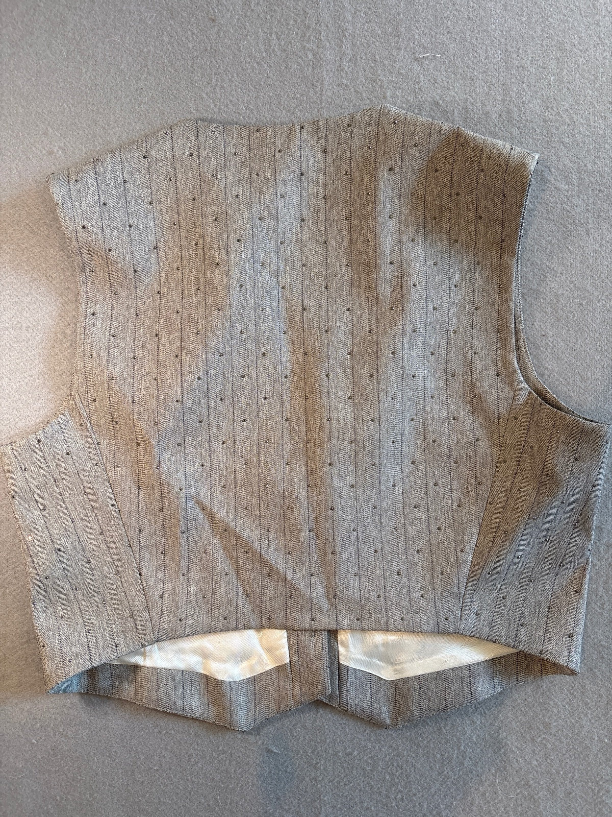 Maje Gray Wool Blend Vest with Rhinestone Detail Size 40