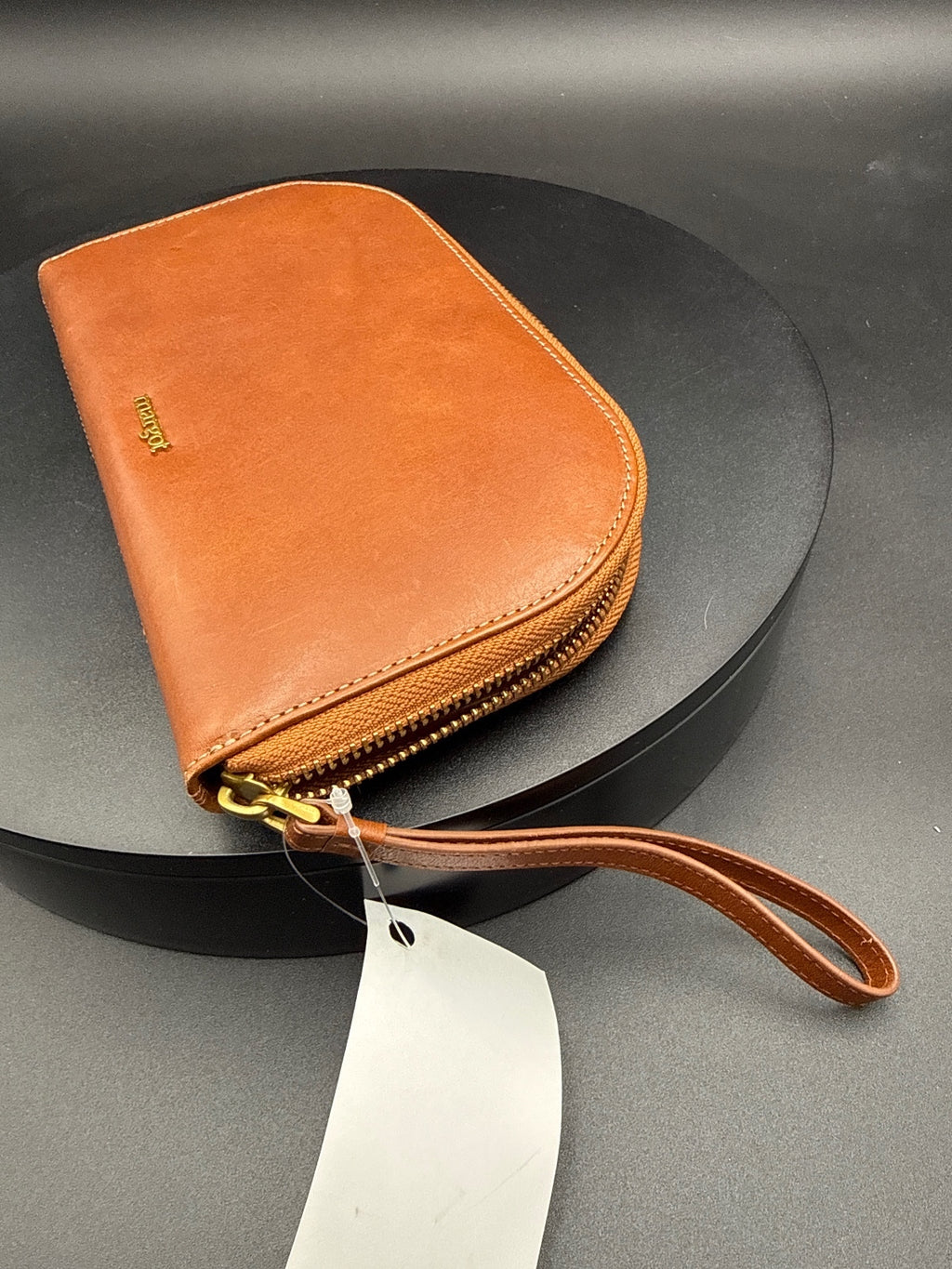 Margot Genuine Leather Zip-Around Wristlet Wallet Brown