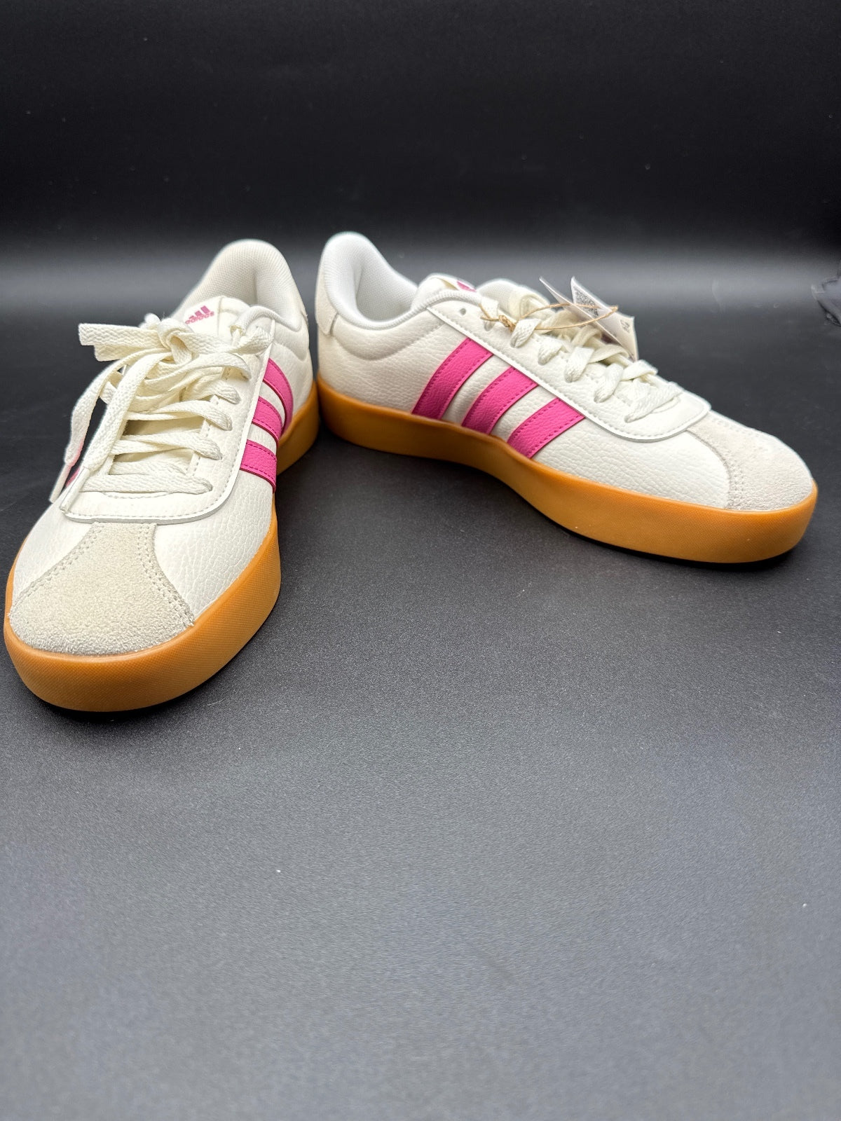 Adidas VL Court 3.0 Sneakers Size 9.5 US White Pink Gum Sole