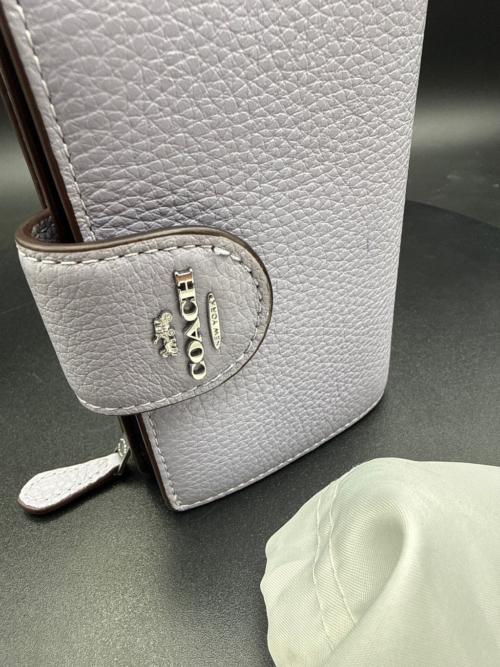 Coach Pebbled Leather Snap Wallet with Zippered Coin Comp