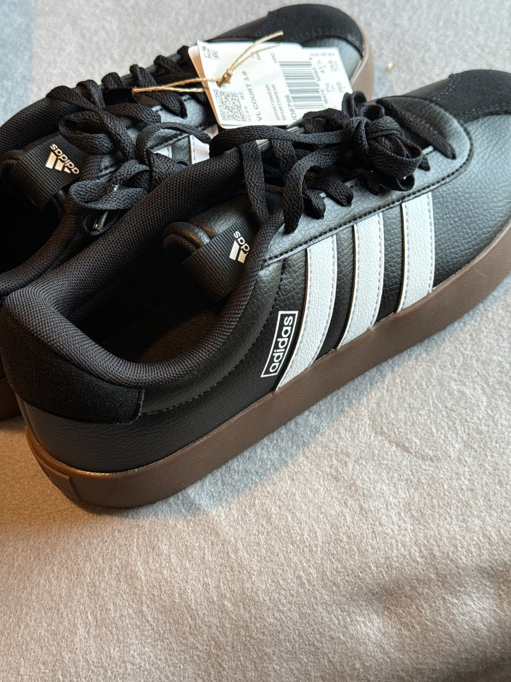 Adidas VL Court 2 Black and White Sneakers with Gum Sole