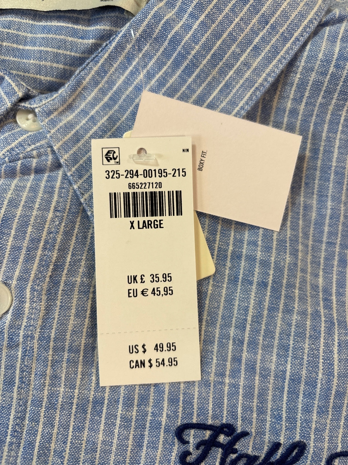 Hollister Boxy Fit XL Short Sleeve Button-Up Shirt Blue