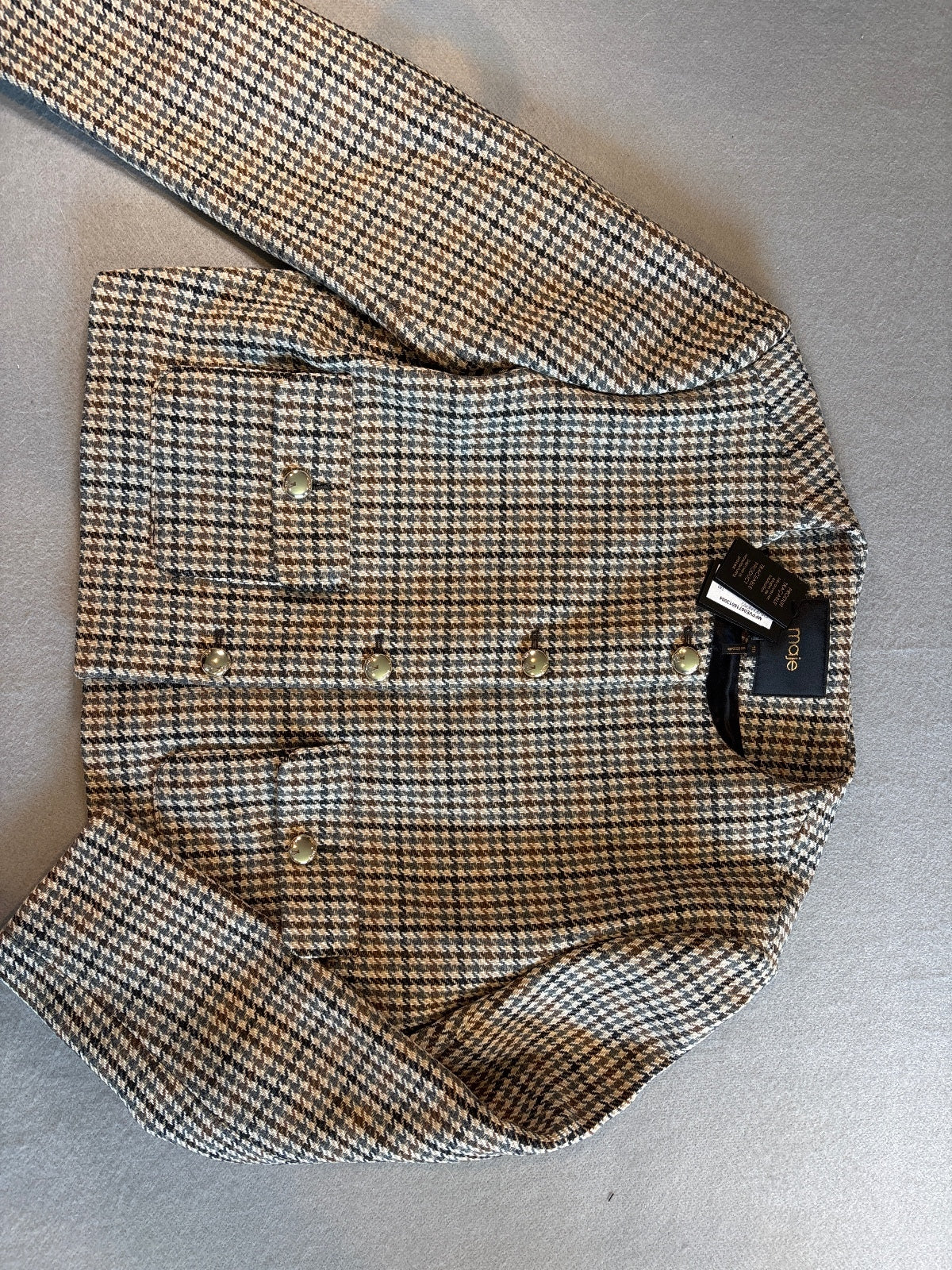 Maje Women's Houndstooth Tweed Jacket Size 40