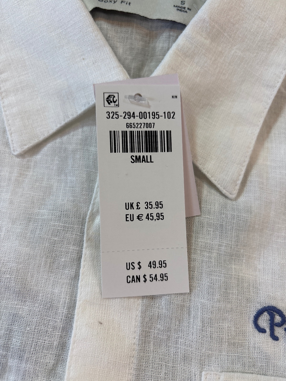Hollister Boxy Fit White Linen Short Sleeve Shirt Small