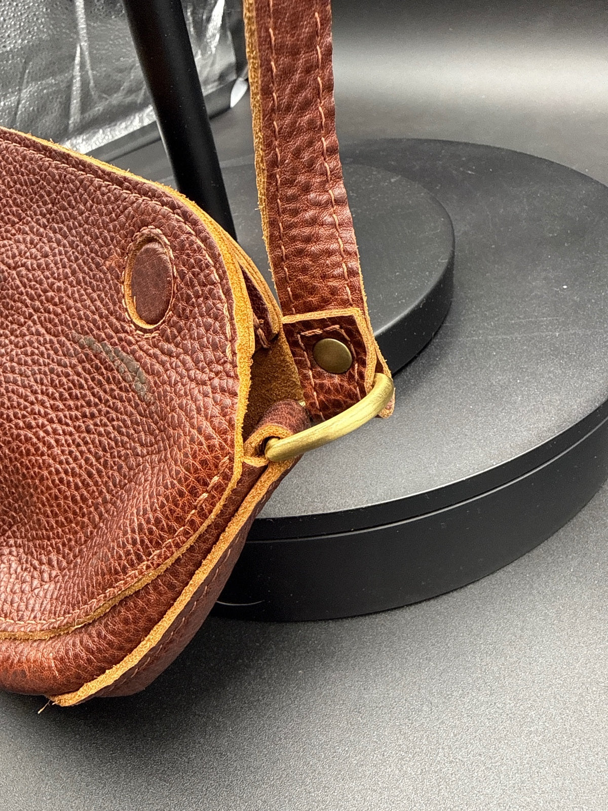 Portland Leather Brown Pebbled Leather Crossbody Bag