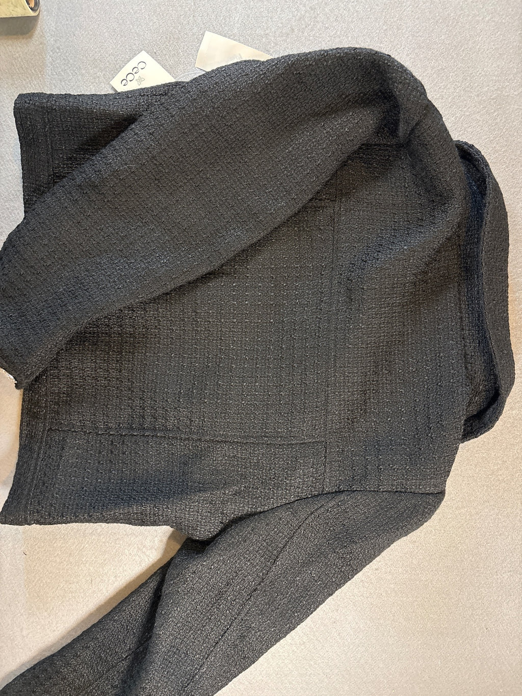 CeCe Textured Gray Quilted Button‑Front Jacket – Size 10