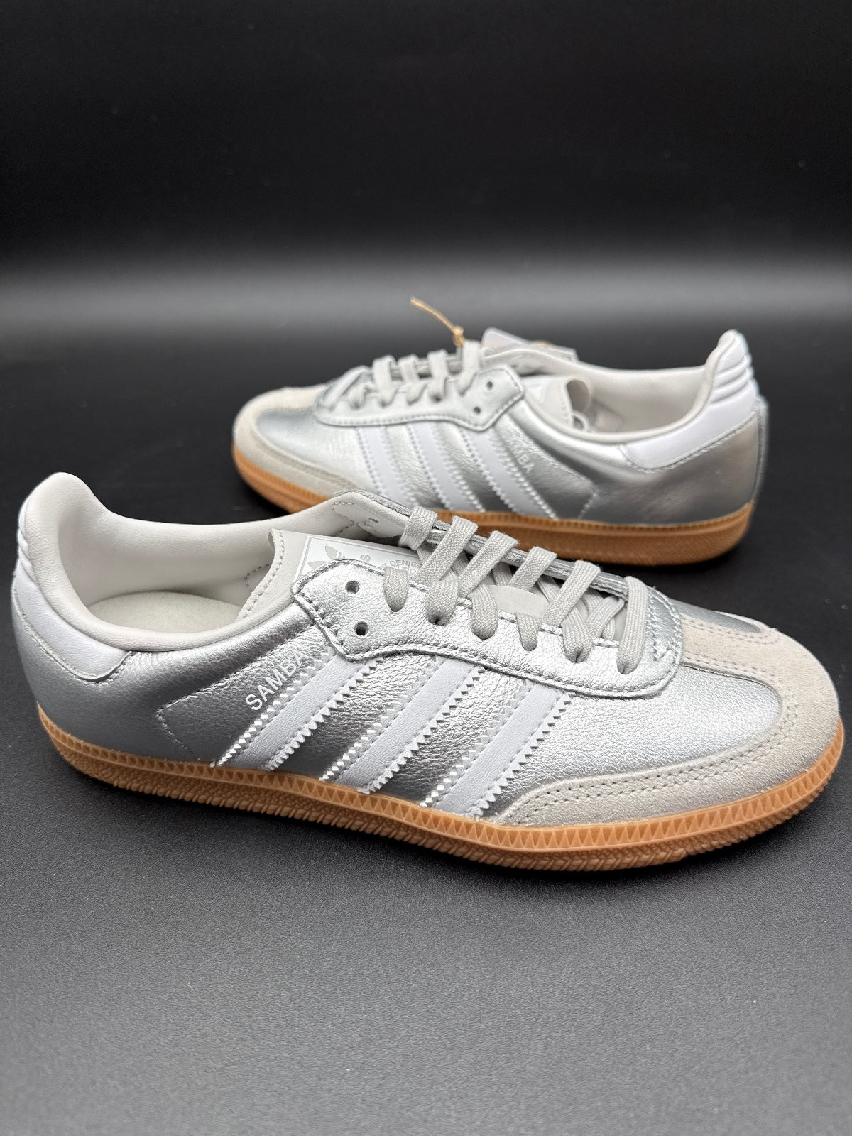 Adidas Samba OG J Silver White Gum Youth 4 Women’s NIB