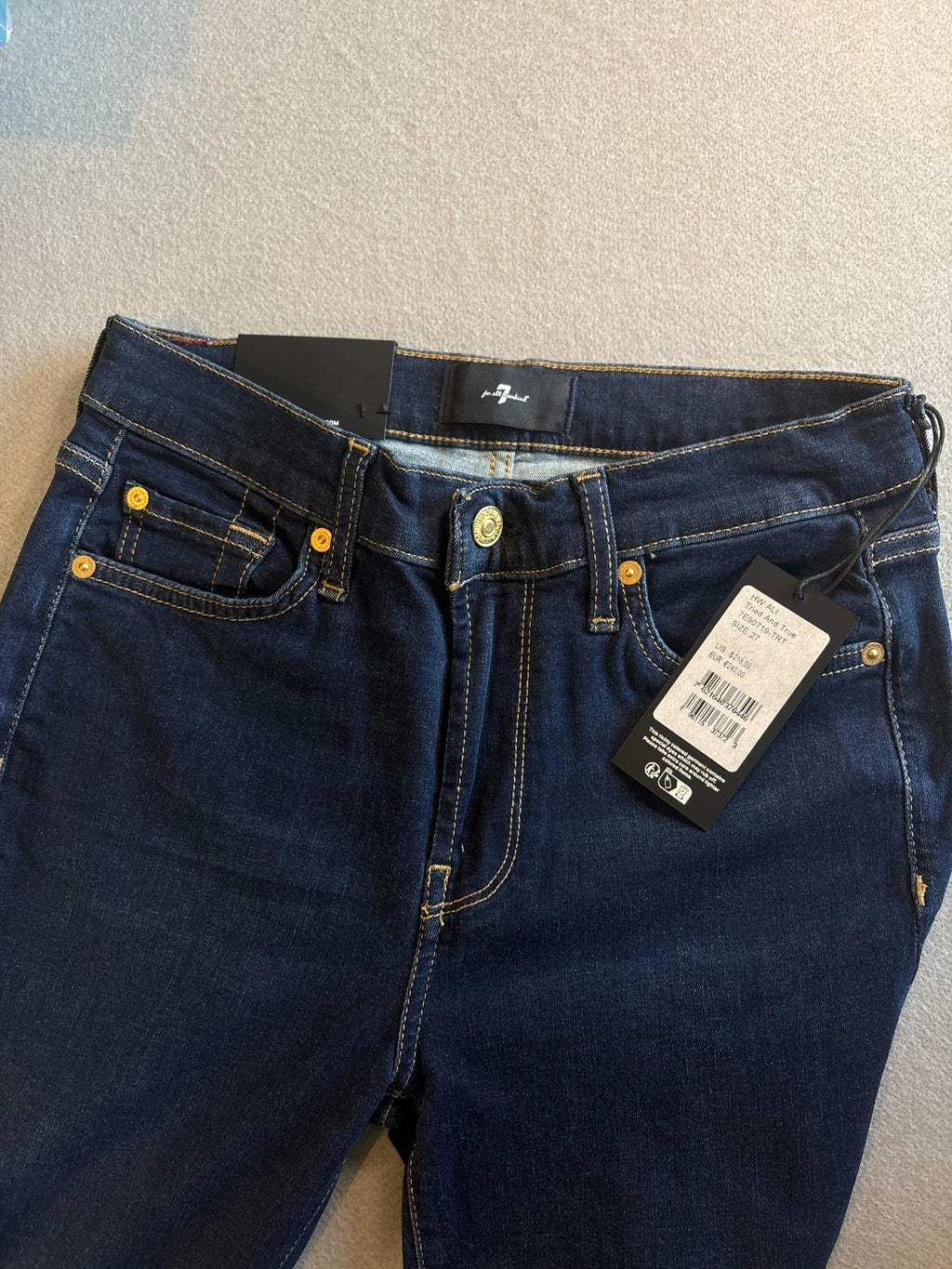 7 For All Mankind HW Ali Tried & True Dark Blue Slim Size 27