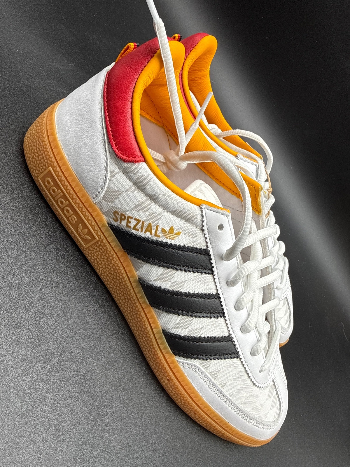 Adidas Handball Spezial Sneakers Size 6.5 White Black Orange