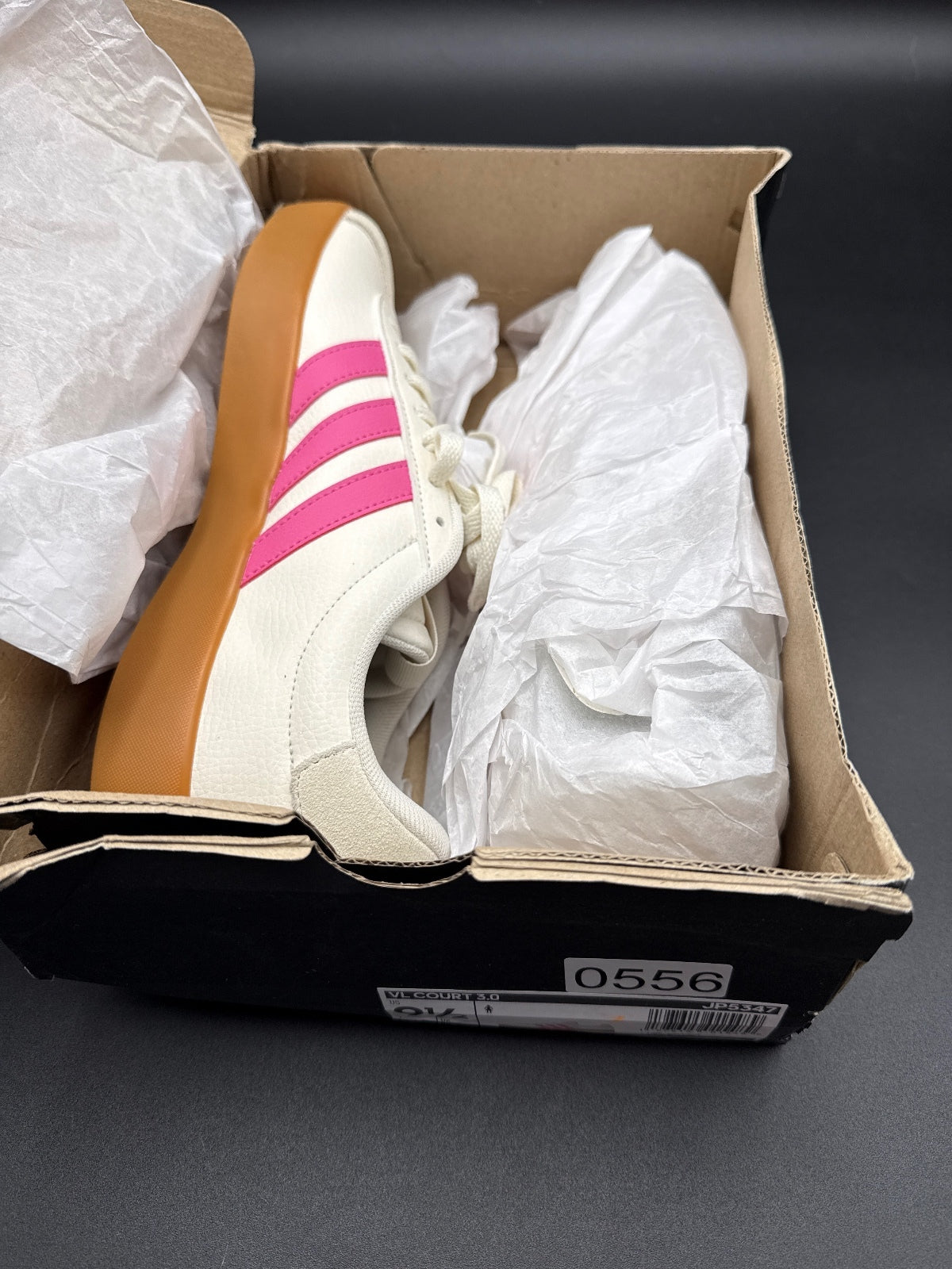 Adidas VL Court 3.0 Sneakers Size 9.5 US White Pink Gum Sole
