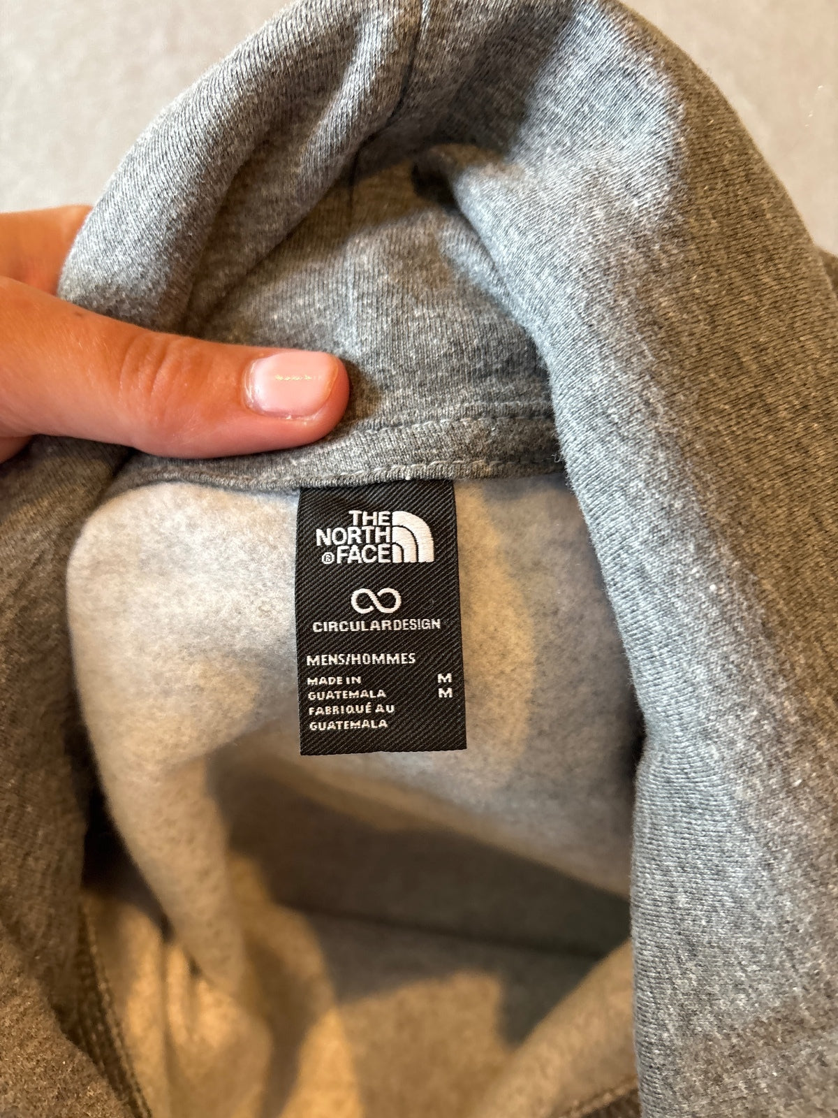 The North Face Gray Hoodie with Logo Print and Front Pocket