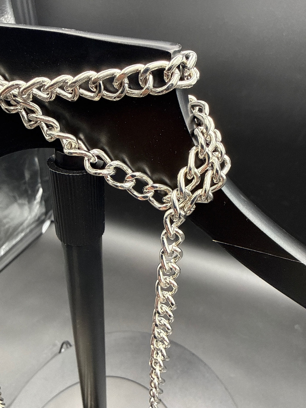 Black Studded Mini Shoulder Bag with Silver Chain Strap