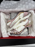 Valentino Pink Leather Strappy Heeled Sandals with Crystal--
