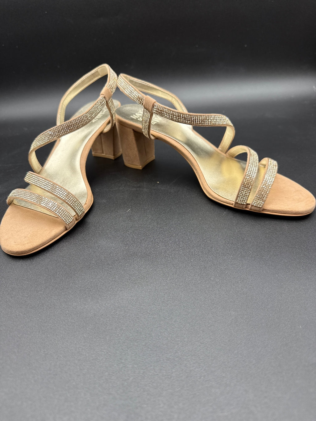 Naturalizer Vanessa 2 Nude Rhinestone Sandals 9.5W New