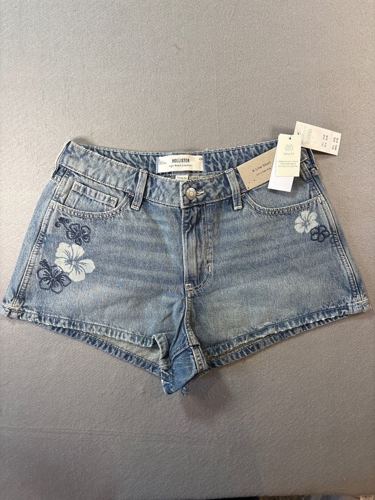 Hollister High-Rise A-Line Curvy Fit Denim Shorts Size 8