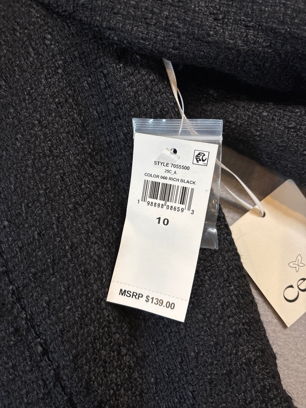 CeCe Textured Gray Quilted Button‑Front Jacket – Size 10
