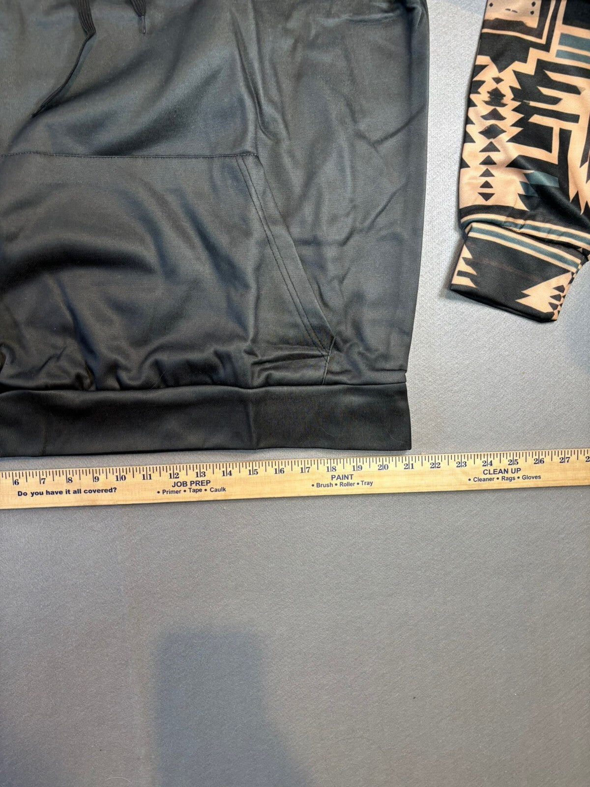 Black Hoodie with Aztec Patterned Sleeves and Longhorn Logo XL