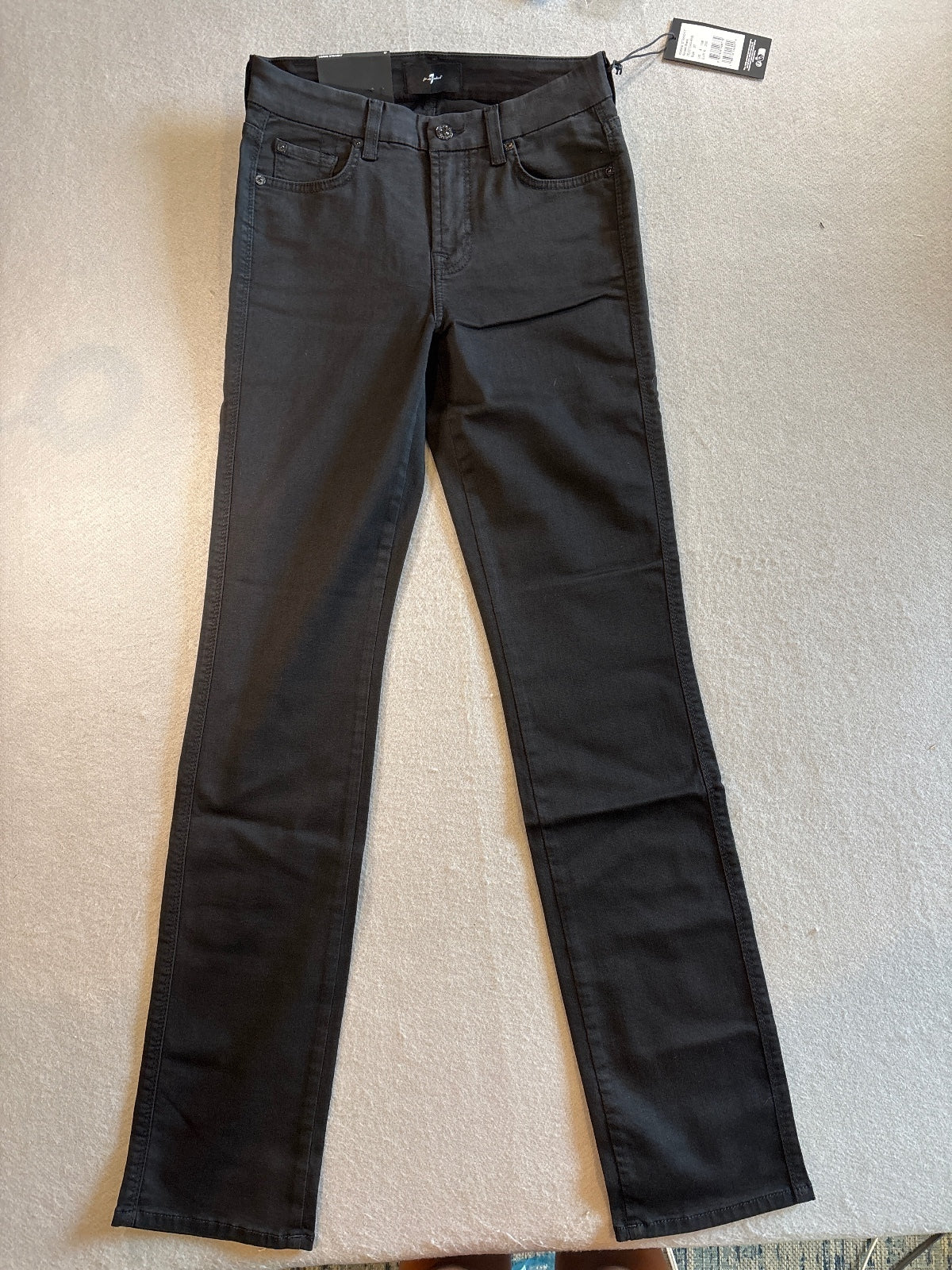 7 For All Mankind Kimmie Straight Rinsed Black Jeans Size 27