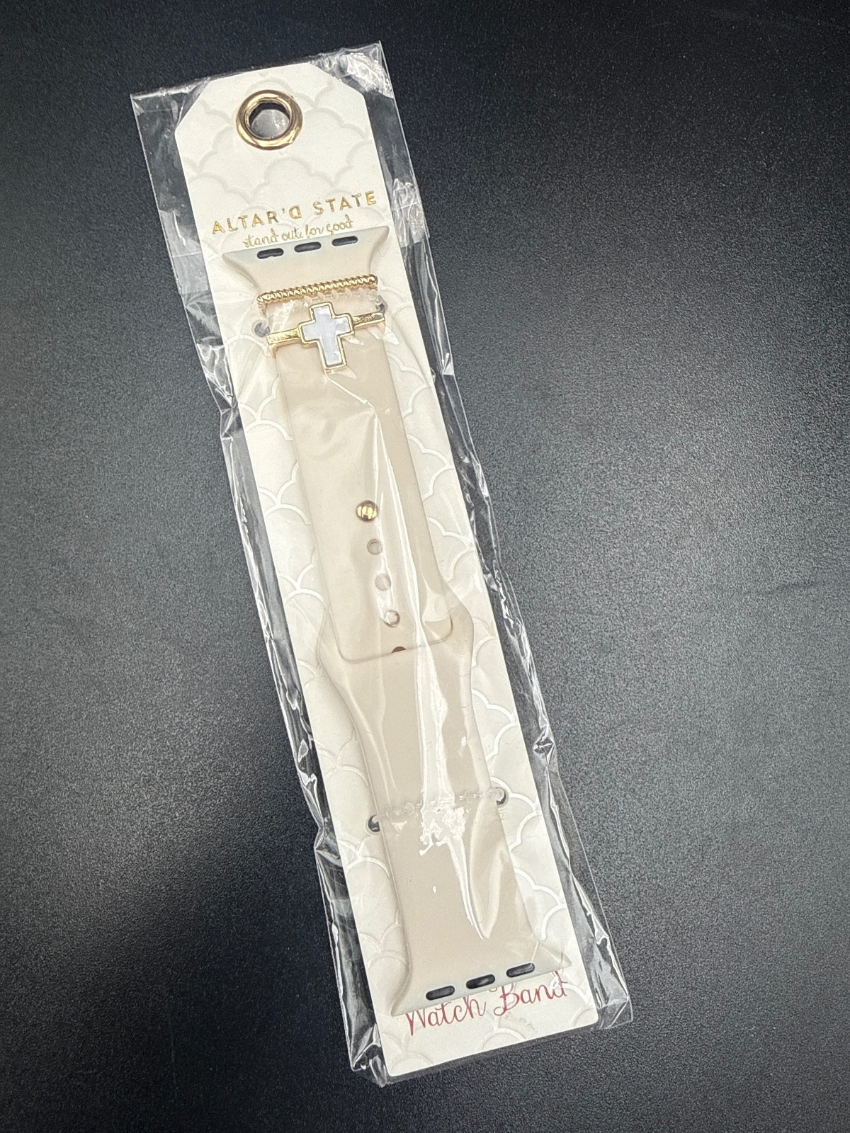 Altar'd State Gold/Ivory Watch Band with Cross Charm