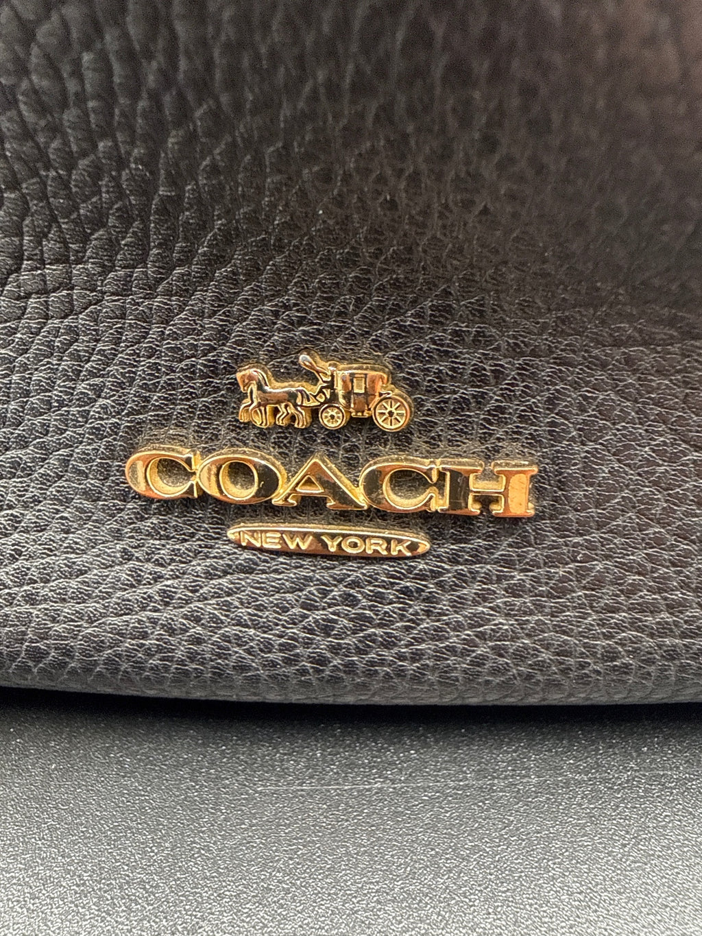 Coach Black Leather Crossbody Bag with Gold Hardware