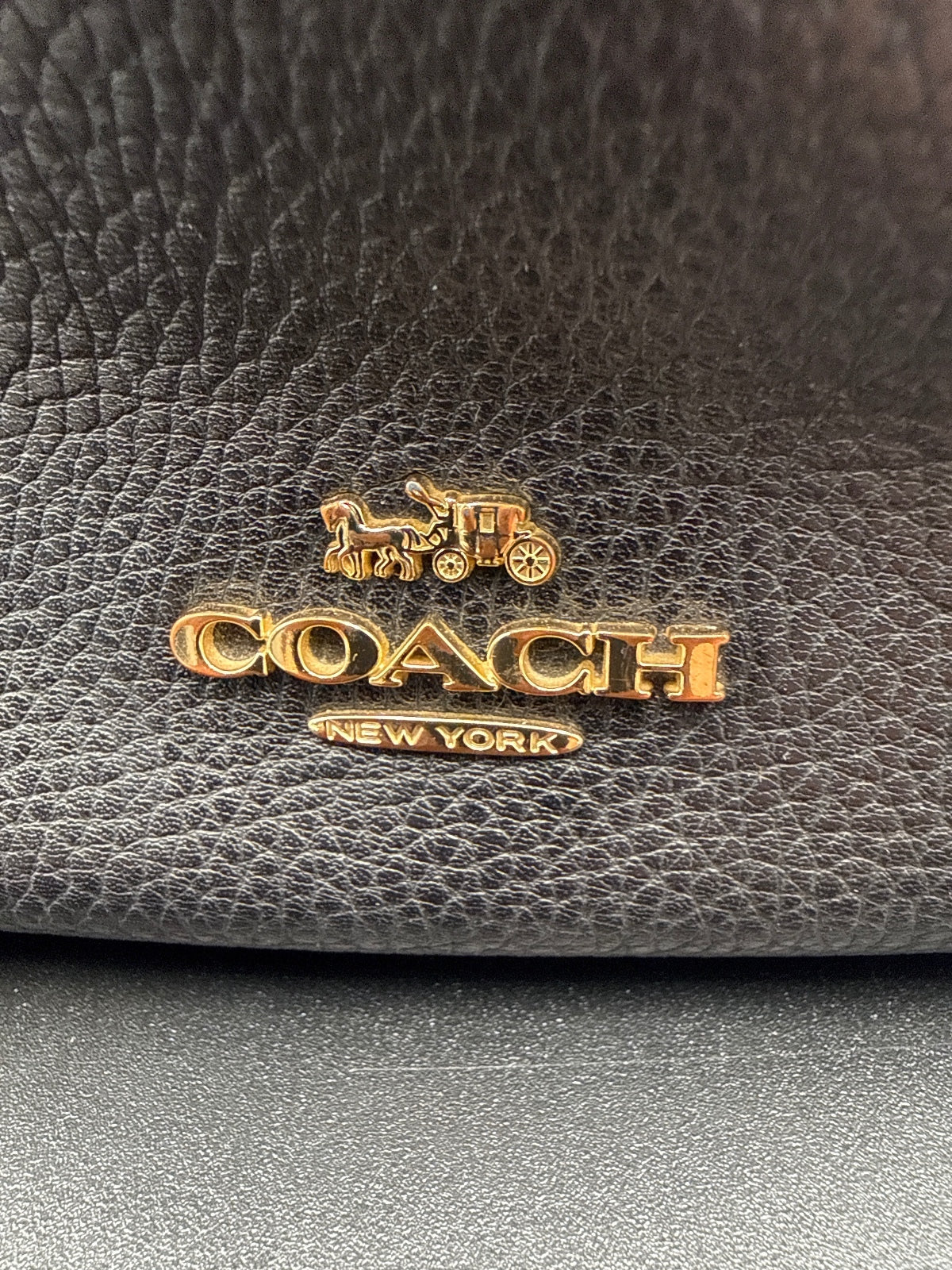 Coach Black Leather Crossbody Bag with Gold Hardware