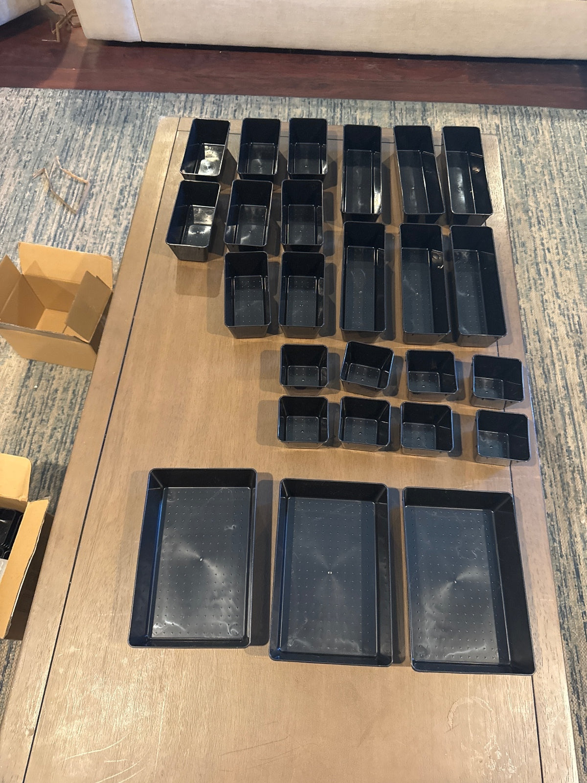 Set of 25 Black Plastic Storage Trays