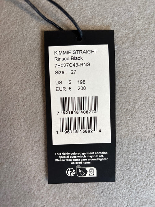 7 For All Mankind Kimmie Straight Rinsed Black Jeans Size 27