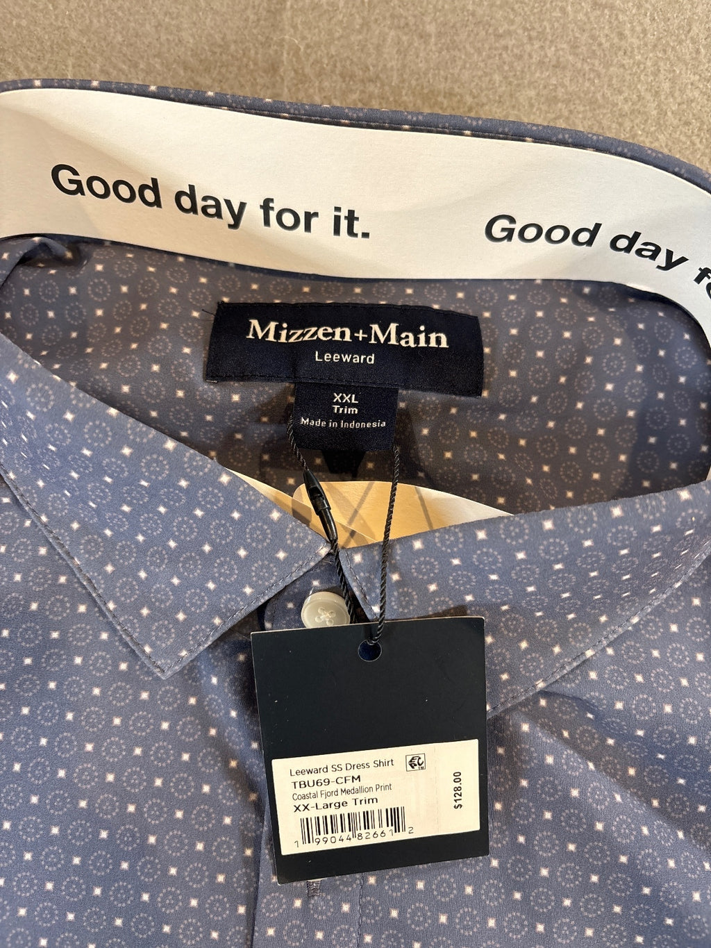 Mizzen+Main Leeward SS Dress Shirt Coastal Ford Medium Print