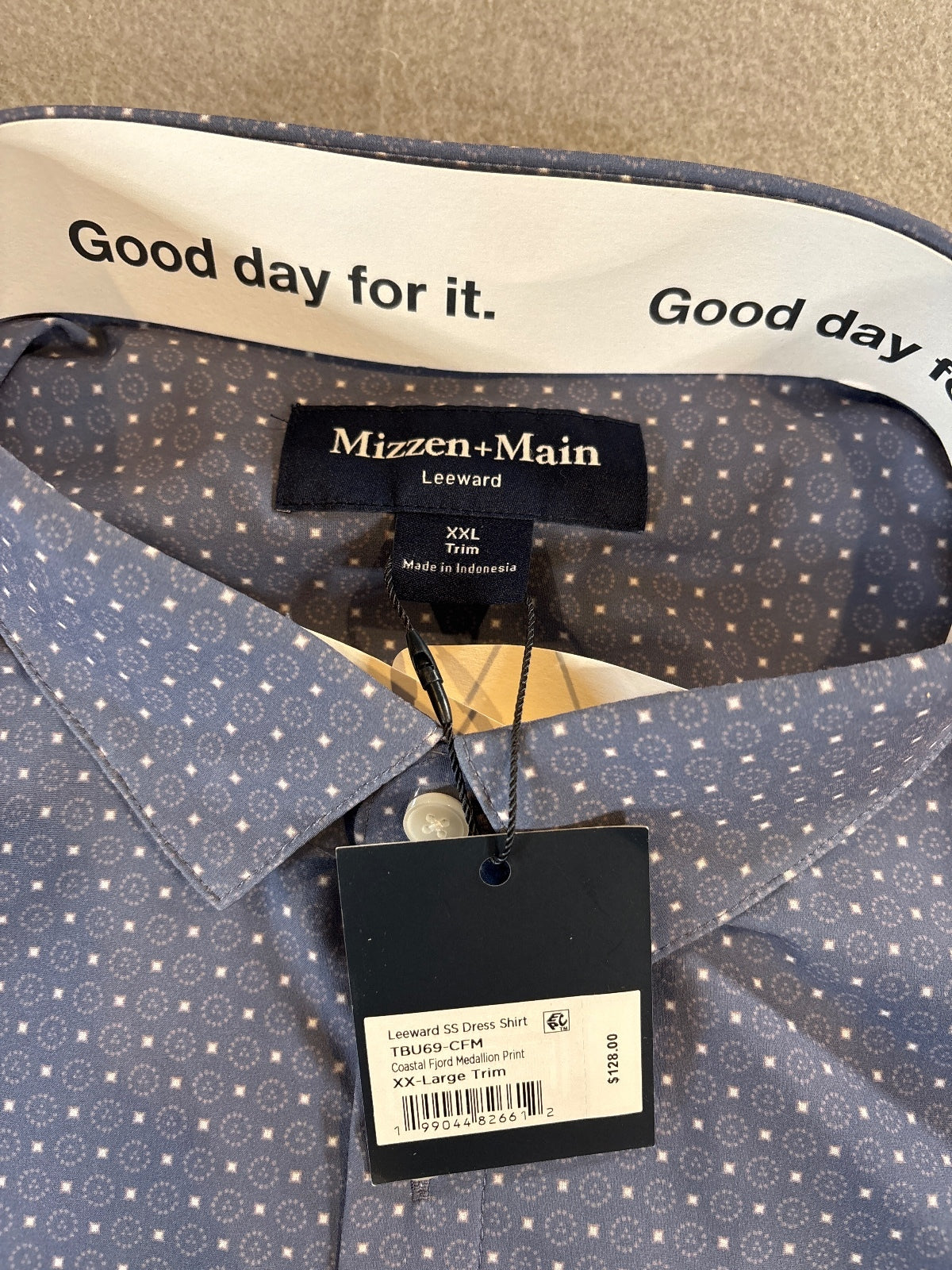 Mizzen+Main Leeward SS Dress Shirt Coastal Ford Medium Print