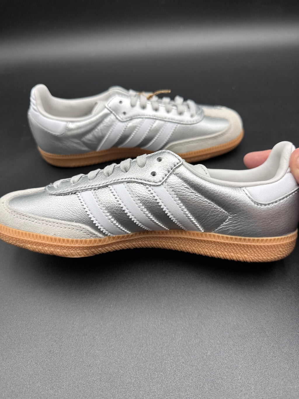 Adidas Samba OG J Silver White Gum Youth 4 Women’s NIB