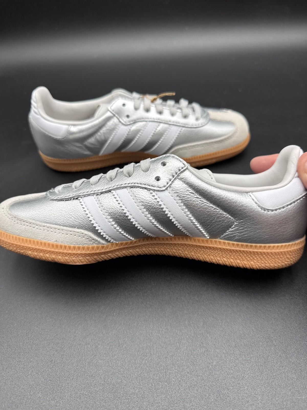 Adidas Samba OG J Silver White Gum Youth 4 Women’s NIB