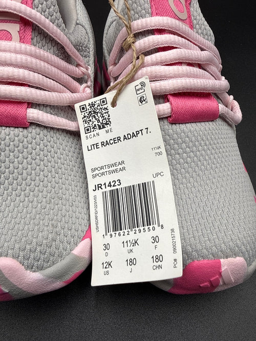 Adidas Lite Racer Adapt 7 Kids Sneakers Size 12K Gray Pink