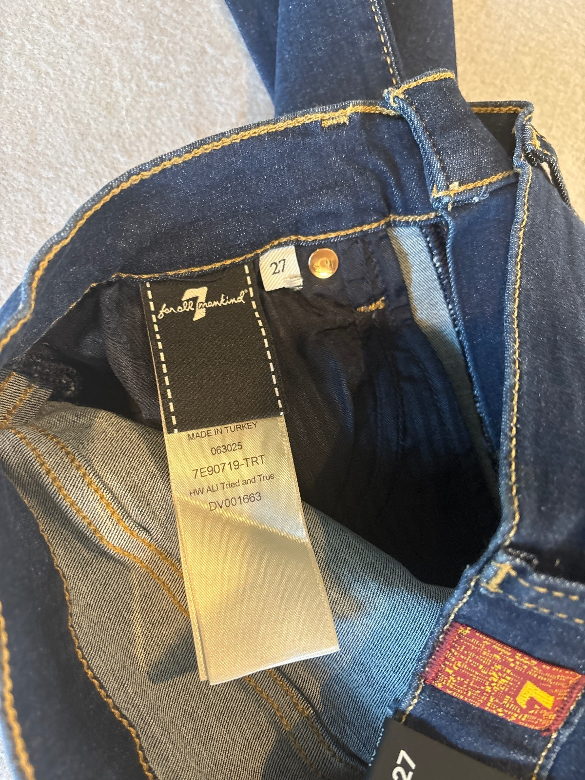 7 For All Mankind HW Ali Tried & True Dark Blue Slim Size 27